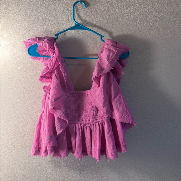 NWT Free People Purple/Pink Ruffled Crop Top- Boho Summer Staple - Picture 3 of 4